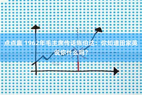 点点赢 1962年毛主席传话陈伯达：你知道田家英说你什么吗？