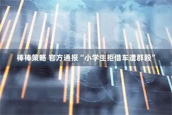 棒棒策略 官方通报“小学生拒借车遭群殴”