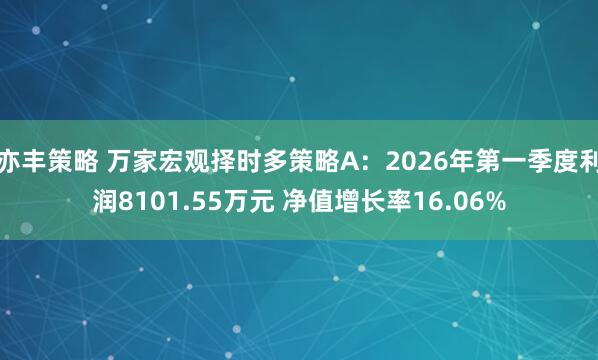 亦丰策略 万家宏观择时多策略A：2026年第一季度利润8101.55万元 净值增长率16.06%