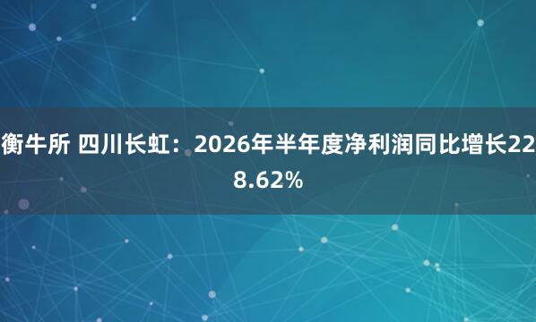 衡牛所 四川长虹：2026年半年度净利润同比增长228.62%